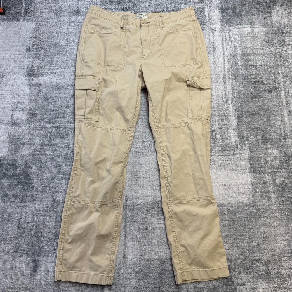 LL Bean Stretch Canvas Cargo Pants Womens 12 Favorite Fit Straight Leg Chore